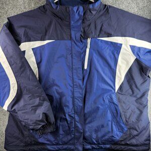 LL Bean 264925 Blue Full Zip Winter Jacket 3X Plus Women Insulated Nylon Shell